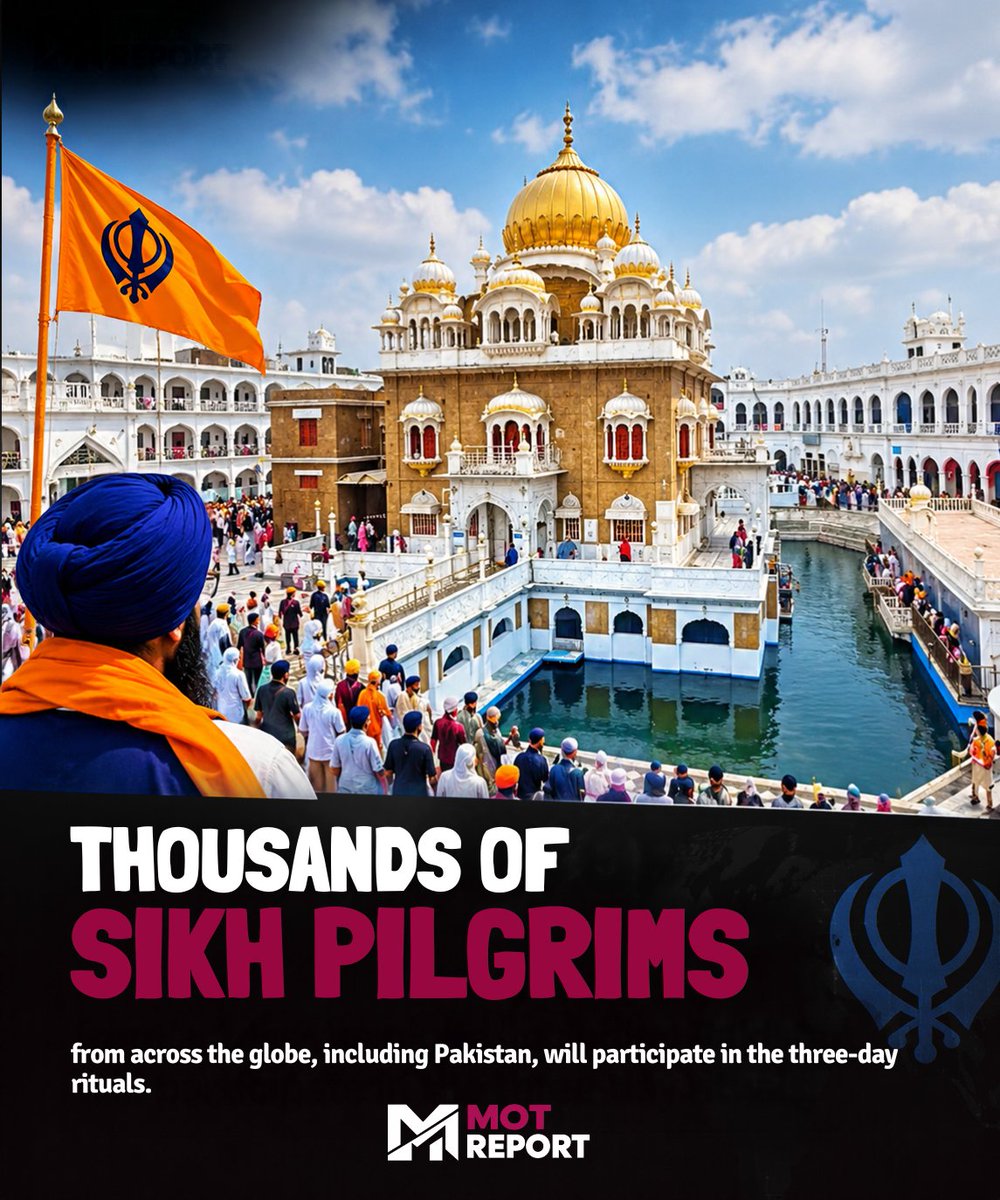 motreportmr's tweet photo. Report 🚨:🪯👳 Thousands of Sikh pilgrims from across the globe, including Pakistan, will participate in the three-day rituals.
#SikhPilgrims #Sikhism #Pakistan #SikhCommunity https://t.co/lNK19nkZoL