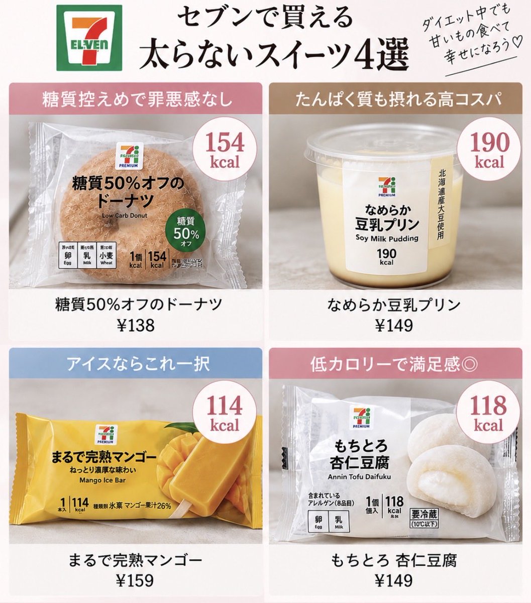 biyo_memo77's tweet photo. コンビニの太らないスイーツ達🍰🍨 https://t.co/QBM53EpfdE