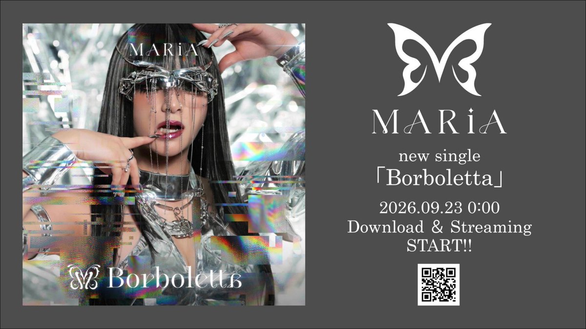 MARiA__STAFF's tweet photo. ◤ NEWS ◢

#MARiA リリース決定！

先行シングル「Borboletta（ボルボレッタ）」
▶ 9月23日0時

EP『Borboletta』
▶ 9月28日0時

ダウンロード＆ストリーミング配信開始！

・･･･━━━･･･・

先行シングル「Borboletta」Music Video
▶ 9月22日20時プレミア公開！
https://t.co/L4ntlgkHR0 https://t.co/kG6HxIh5uf