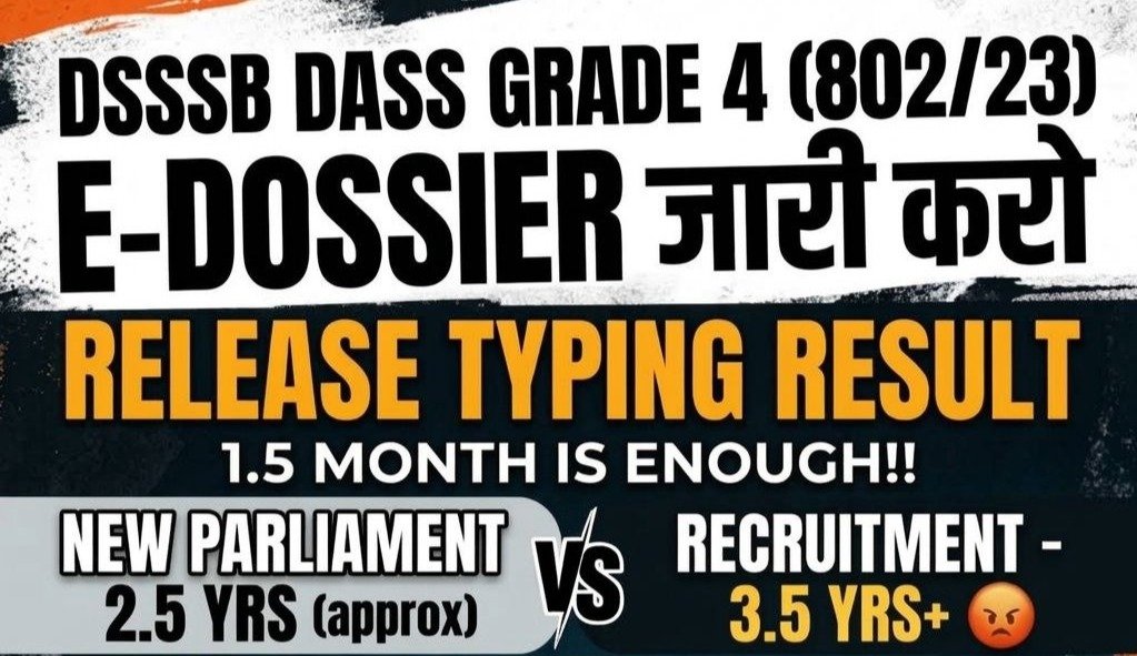 SHUBHAM46592206's tweet photo. DASS GRADE 4 typing result is pending. This recruitment is already delayed by 3yrs.
#ReleaseDass4TypingResult #ReleaseDass4Edossier
@dsssbofficial
@LtGovDelhi
@SandhuTaranjitS
@LokNiwasDelhi
@DelhiGovDigital https://t.co/FncZHdoCDL