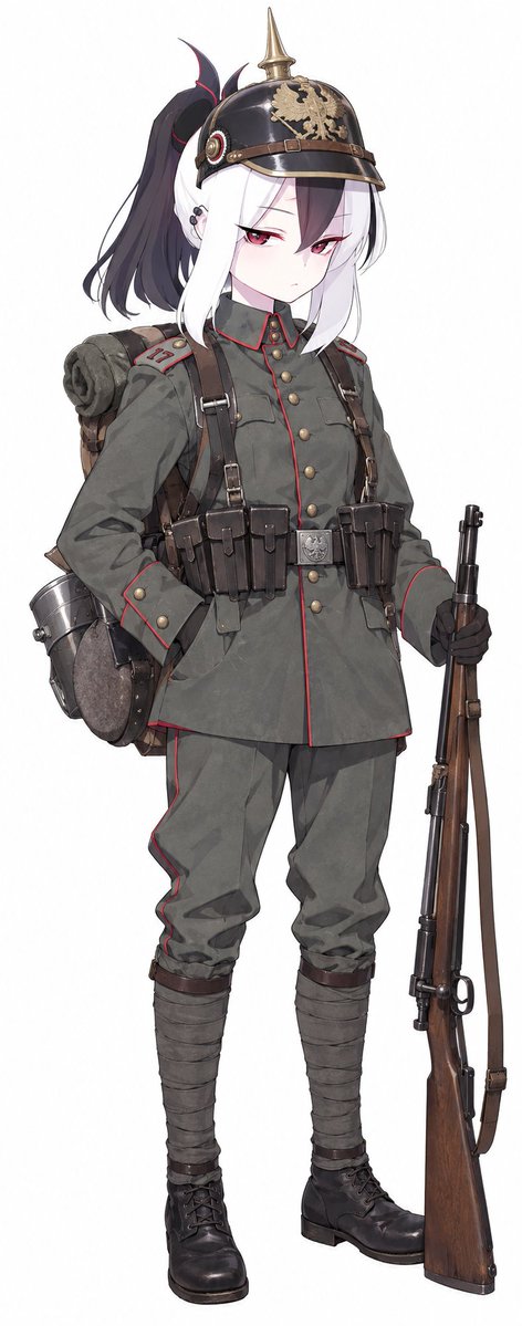 Kurganets2011's tweet photo. 我が目に間違いはなかった。カヨコはドイツの1914年の軍服が似合う（AI生成）
＊二枚目はトッモが考えてくれたスカート差分 https://t.co/rzz5mpBGA7