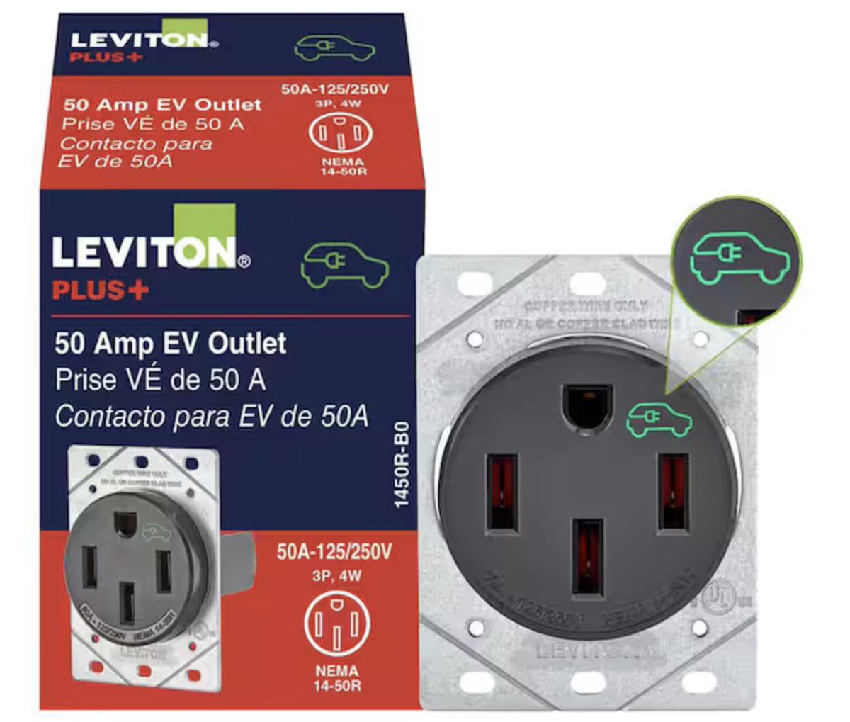 PTrubey's tweet photo. PSA about EV charging.

I spent the morning swapping out my son’s 50A receptacle at his rental house (installed by a certified electrician!) due to heat damage.

He was alerted to possible problems by the Tesla Mobile Connector dropping charging amps from 32A to 16A.

Sure enough when I got there, I saw signs of overheating on one of the blades. 

So I did what the “professional electrician” should have done and spent an extra $30 to buy an EV grade receptacle. $41 instead of $11 at Home Depot and the house doesn’t burn down. I consider that a deal.

If you are charging via a 50A receptacle and it doesn’t have an EV symbol on it like this (or isn’t a Bryant or Hubbell), do yourself a favor and replace it with one that does.

It’s usually a pain in the butt because the better receptacle usually has a bigger diameter and depth, so take careful measurements and pictures to understand the physical layout.

Frankly, I’m still astounded that we have this incredibly over engineered electrical code, yet the testing labs (like UL) allow junk receptacles to still be sold.