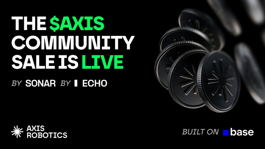 KaelenWeb3's tweet photo. The $AXIS Community Sale commitment window is officially open.

What caught my attention is that this isn’t just a simple fixed-price token sale. The round is $1M at $0.10 per $AXIS, with 10M AXIS available, equal to 1% of the total 1B supply.

The important part is the allocation mechanism.

If commitments stay below $1M, accepted commitments are filled in full. If the round is oversubscribed, allocations are reduced pro-rata and the unused USDC is automatically returned after settlement.

The unlock is also worth noting: 10% at TGE, followed by a 6-month cliff, then the remaining 90% vests linearly over the next 6 months.

Participation runs through Sonar, with KYC/KYB and wallet screening. The commitment range is $100–$100K per verified entity, and commitments can be increased but not reduced or cancelled.

And the bigger picture is still the interesting part to me.

@axisrobotics is building a data engine around verified robot-manipulation trajectories, where submitted work is checked, scored and recorded on-chain. That creates a feedback loop between contributors, data quality and physical AI training.

The community sale is one piece of that bigger infrastructure story.

If you’re participating, use only the official sale page and double-check the contract before approving anything.

Sale: https://t.co/Hf07E0uicZ

Not financial advice. DYOR.