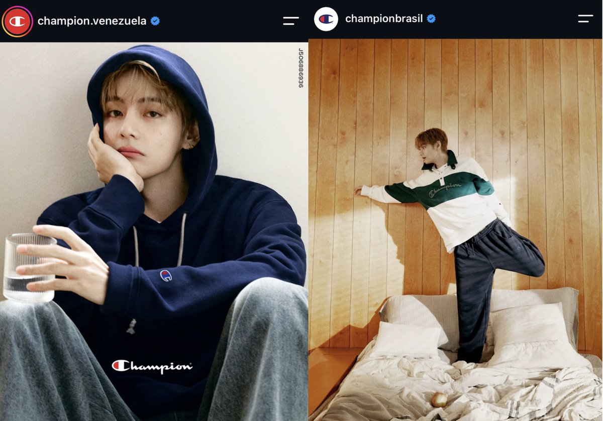 btskthv1230's tweet photo. Champion Brasil and Venezuela have posted KIM TAEHYUNG on their IG pages. 

This is the first time Champion Venezuela has posted, so please Follow their account 👌

[https://t.co/5b9rB80QbC]

V CHAMPION GLOBAL AMBASSADOR
KIM TAEHYUNG FOR CHAMPION
#TAEHYUNGxCHAMPION
#VxCHAMPION https://t.co/f1ysQ79gfZ