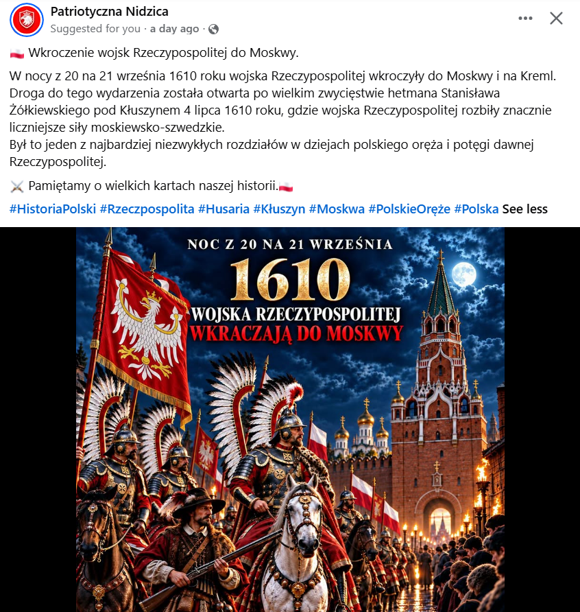 KenobiObi75356's tweet photo. Dziś rocznica zajęcia Moskwy stolicy Rosji na 2 lata przez Polaków. Pamiętamy! https://t.co/Nf6lSbMVnd