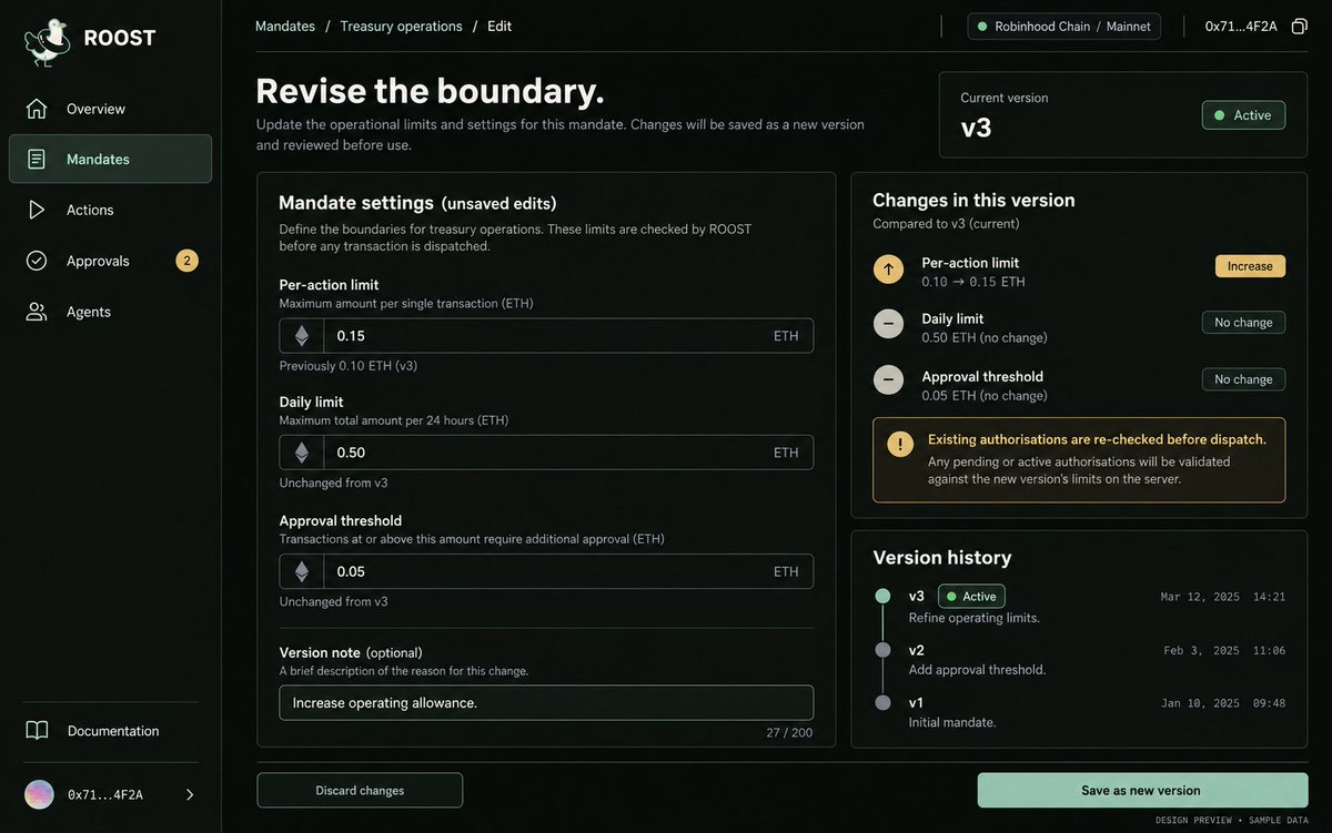 roostagent's tweet photo. Rules change. The record stays.

Compare policy edits, inspect versions, and understand what changes before saving. https://t.co/0U3lLEHZxF