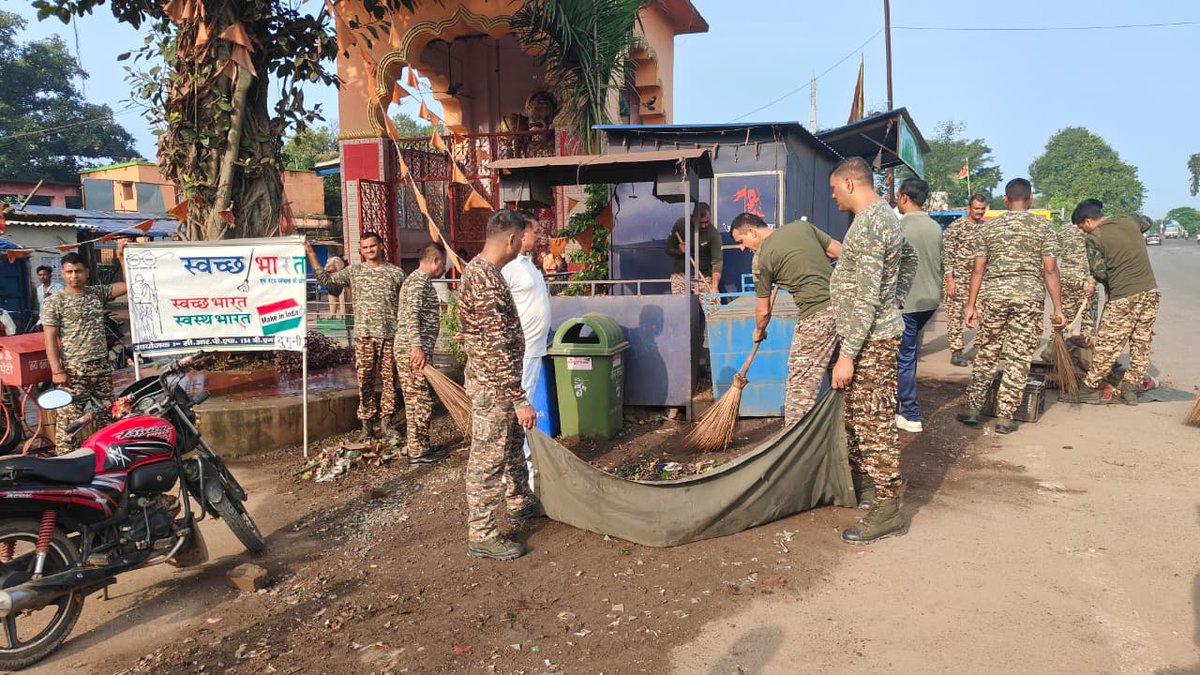 134_bn's tweet photo. Swachhata Hi Seva (SHS) Campaign-2026 has been organized by 134 Bn CRPF  at Shri Hanuman ji temple Dugni
Official X Handles
@SwachhBharatGov 
@swachhbharat 
@MoHUA_India 
@MoJSDDWS https://t.co/03kRlWTC47