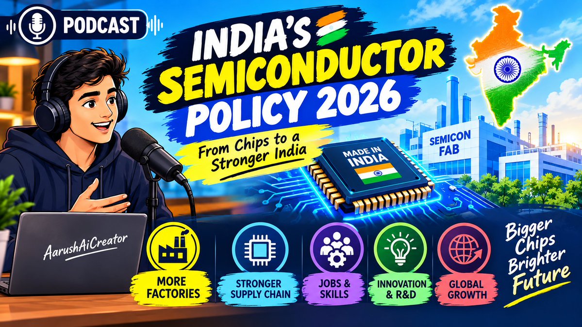 AarushAiCreator's tweet photo. From Silicon to Systems! India’s Semiconductor Policy 2026 is building a complete chip ecosystem-driving innovation, skilled jobs, technological resilience and a stronger position in global value chains. 🇮🇳💻 https://t.co/Vx8hkcWDm6 @phimaanshu @CSEPlanB @CseWhy @IndiaFutureAI https://t.co/mFZNe7fT2H