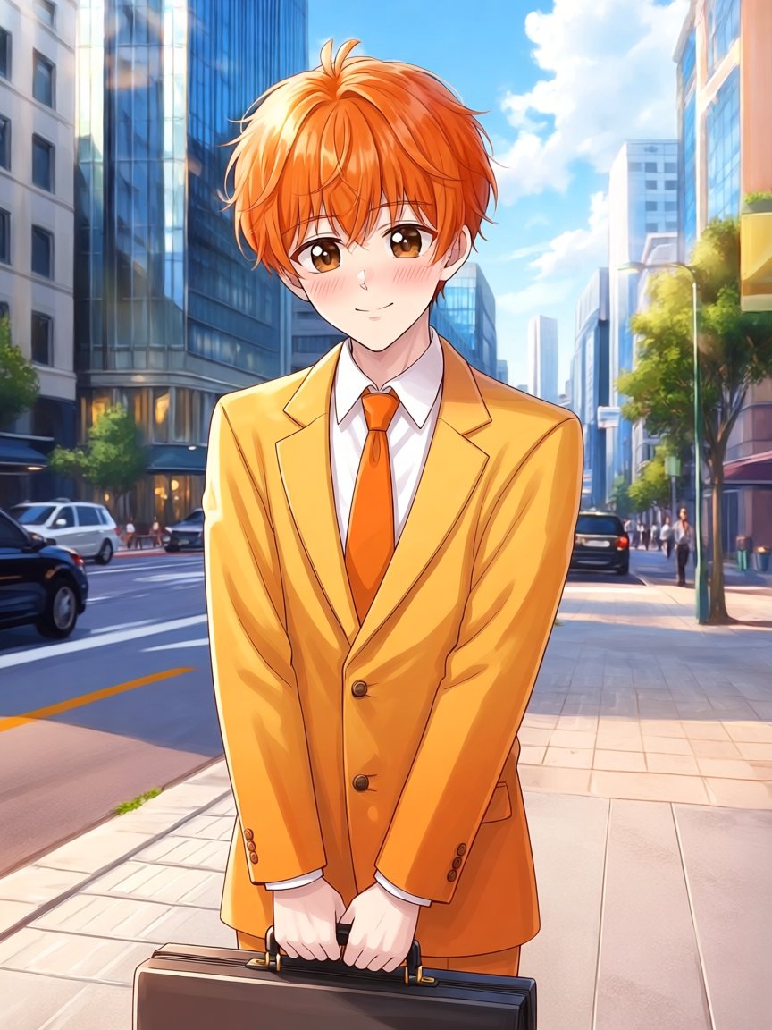 jungha1003's tweet photo. 外回り中の僕 
 #PixAI #PixAITsubakiV3 @PixAI_Official #オリジナル #男性 #ボーイズラブ #オレンジ髪 #ネクタイ #スー��� #男の子 #Tsubaki3 https://t.co/xRbXEpCOay https://t.co/bCQghASCGl