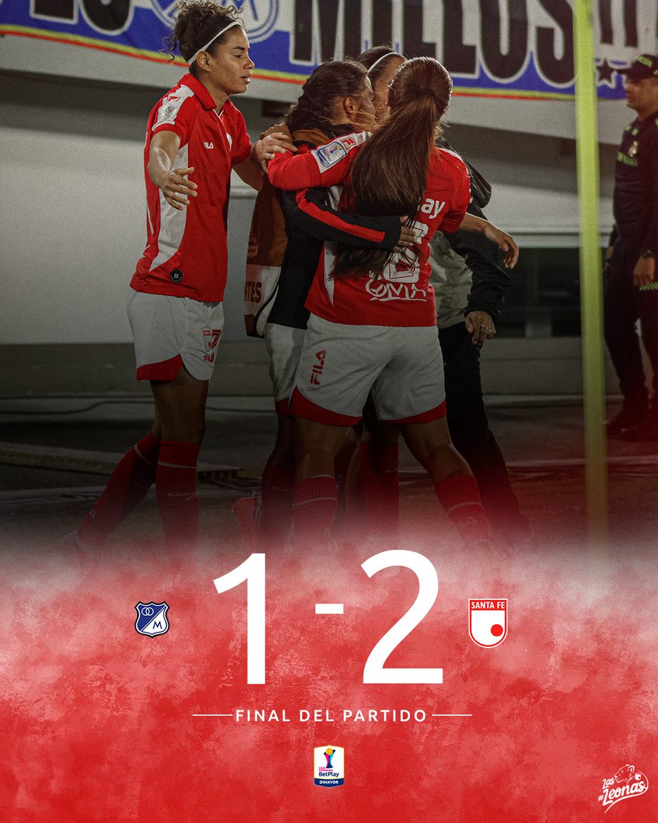 LeonasSantaFe's tweet photo. ¡Termina el partido 😍! Somos FINALISTAS de la Liga Femenina BetPlay 2026

Millonarios 1(3)-(4)2 Santa Fe 🇮🇩

Semifinal - vuelta ⚽️ #Leonas https://t.co/gpBLIhQndu