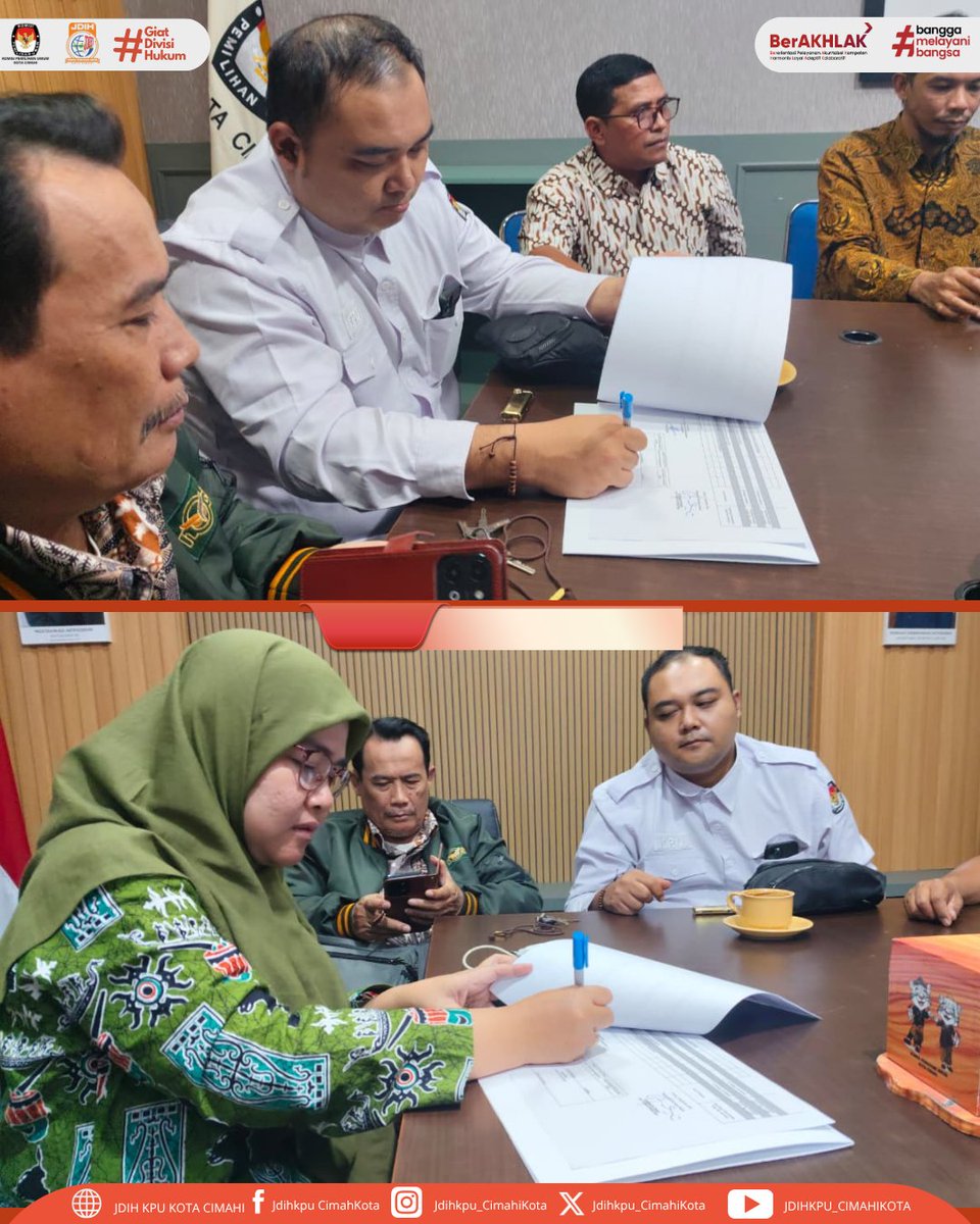 JdihCimahi's tweet photo. SPIP bulan Agustus tahun 2026, dilanjutkan dengan Penandatanganan Laporan Hasil Pengisian Kartu Kendali Bulan Juli tahun 2026 oleh Ketua KPU Kota Cimahi Anzhar Ishal Afryand, Anggota KPU Kota Cimahi Emsidelva Okasti, Yosi Sundansyah, Djayadi Rachmat, dan La Media.

Turut hadir https://t.co/GAVeFYpj4X