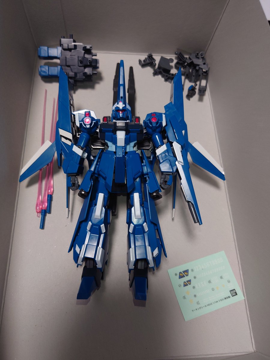 jandp645's tweet photo. HGリゼルDbU装備完成。
かなりのボリュームで時間かかった。色変え一般販売のゼネラルレヒ仕様が再販決まったけど買わなくていいな…。
リゼル系大体組んだから並べるのが楽しみ。
#積みプラ崩し大会2026夏
#完成
#ガンプラ
#31個目 https://t.co/cdGK7rPw8D