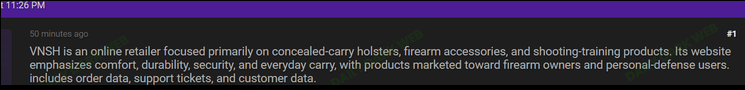 DailyDarkWeb's tweet photo. 🇺🇸 https://t.co/qCsz4OlZM9 ~459K CUSTOMER RECORDS ALLEGEDLY LEAKED

A threat actor claims to have leaked more than 459,000 records tied to https://t.co/BMWQk5npxb, a U.S. online retailer focused on concealed-carry holsters, firearm accessories, and shooting-training products.

The underground listing alleges the material includes:
* Customer data
* Order data
* Support tickets
* Account fields such as emails, usernames, and password hashes (per listing summaries)

⚠️ Analyst Note:
Large “459k+” retail dumps are frequently recycled older CRM extracts or partial order exports. Sample authenticity, hash strength, freshness, and whether VNSH production systems were involved cannot be confirmed from the listing alone.

We assess this as an unverified threat-actor claim involving alleged https://t.co/BMWQk5npxb customer and order data, NOT confirmation of a compromise of VNSH systems.

If authentic and non-public, customer and order records at this scale could enable phishing, fraud, and account-takeover attempts.

#DDW #DarkWeb #USA #Retail #DataBreach #PII #ThreatIntelligence #CyberSecurity