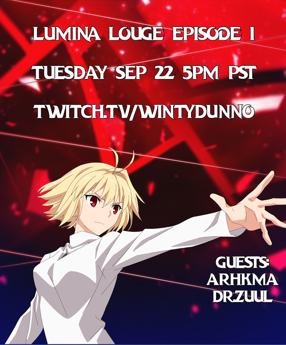 Wintydunno's tweet photo. A experimental type of Lumina content! A talk show/commentary stream hosted by me, with a different lineup of guests each time! Tune in this tuesday for the first installment! https://t.co/fdRwvwgv4f