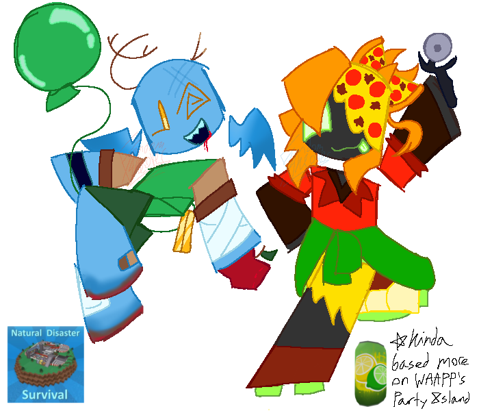 Fandom_T4keover's tweet photo. their names are Disaster and Pizza Party and theyre best friends !!

Theyre also best friends with Norman (The Normal Elevator) but i didnt want to draw him because hes not a 2008 game nor in the hunt nor is he cool nor
#robloxocs #naturaldisastersurvival #workatapizzaplace https://t.co/R0zLhlJYnc