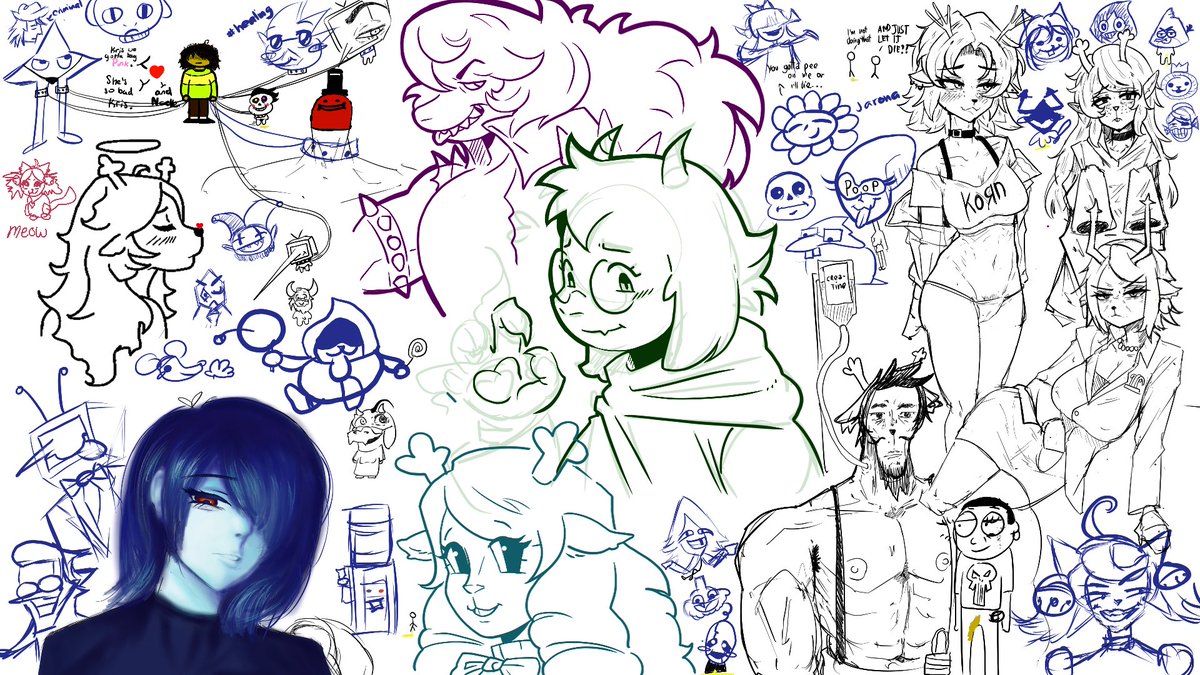 arabunni's tweet photo. i love #magma with friends !!!

+ mayo, yami, meggie, and rex ! <333

#deltarune #drawing #doodle https://t.co/M7WoBBxcNG