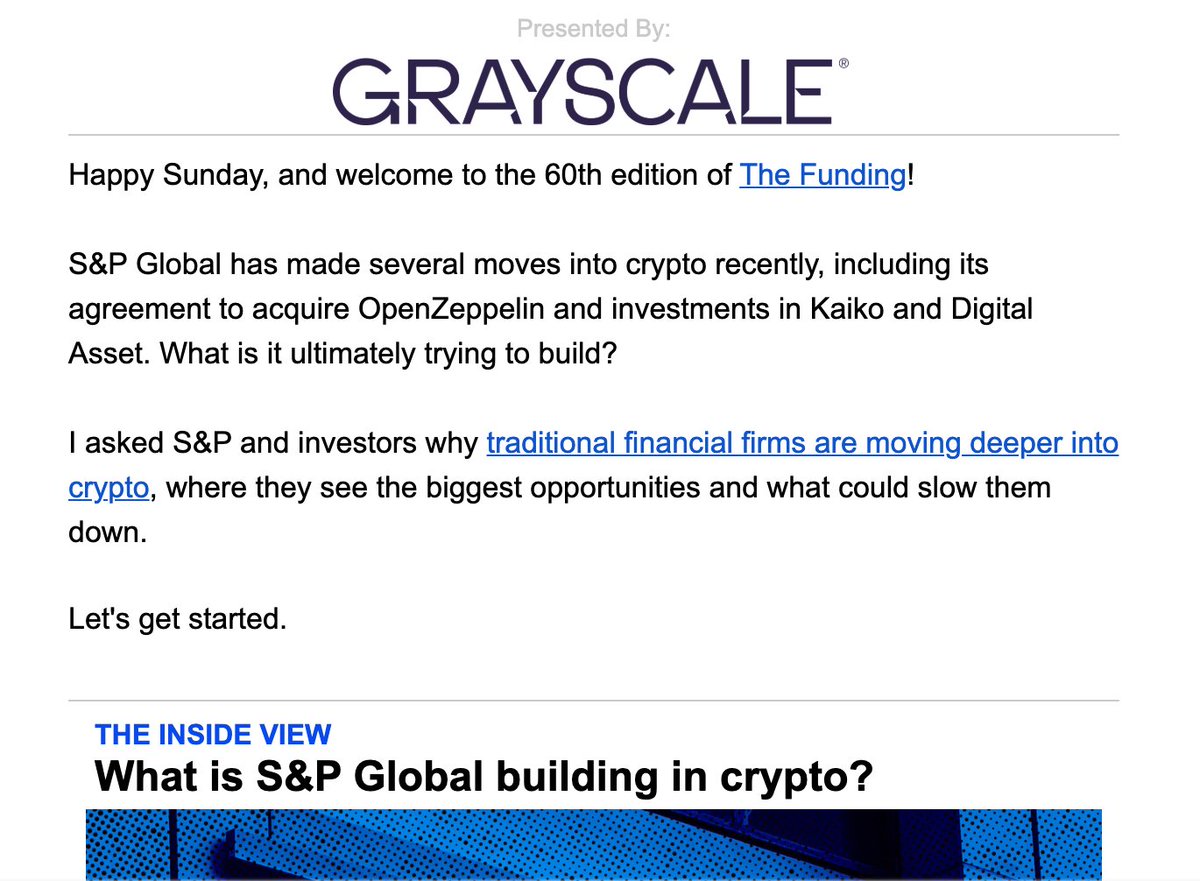 Yogita_Khatri5's tweet photo. 🎉 Edition 60 of my newsletter, The Funding, is live!

Many thanks to @SPGlobal's Cameron Drinkwater, @tklocanas, @jdorman81, @jp_grabs, @cosmo_jiang, @JedBreed and @LexSokolin for sharing insights! 🙌 https://t.co/TREPfaJdG5