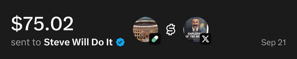 UsePaid's tweet photo. @stevewilldoit $75.02 has been sent to you through X Money from @UsePaid trading fees https://t.co/0u4BMv5Rnm