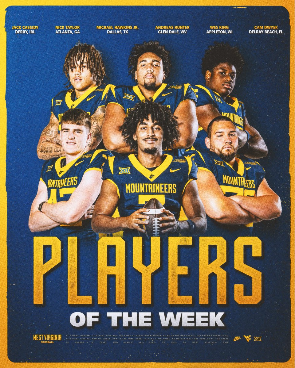 WVUfootball's tweet photo. Players of the Week ➕ Hard Edge Players of the Week https://t.co/fY9vd6cj15