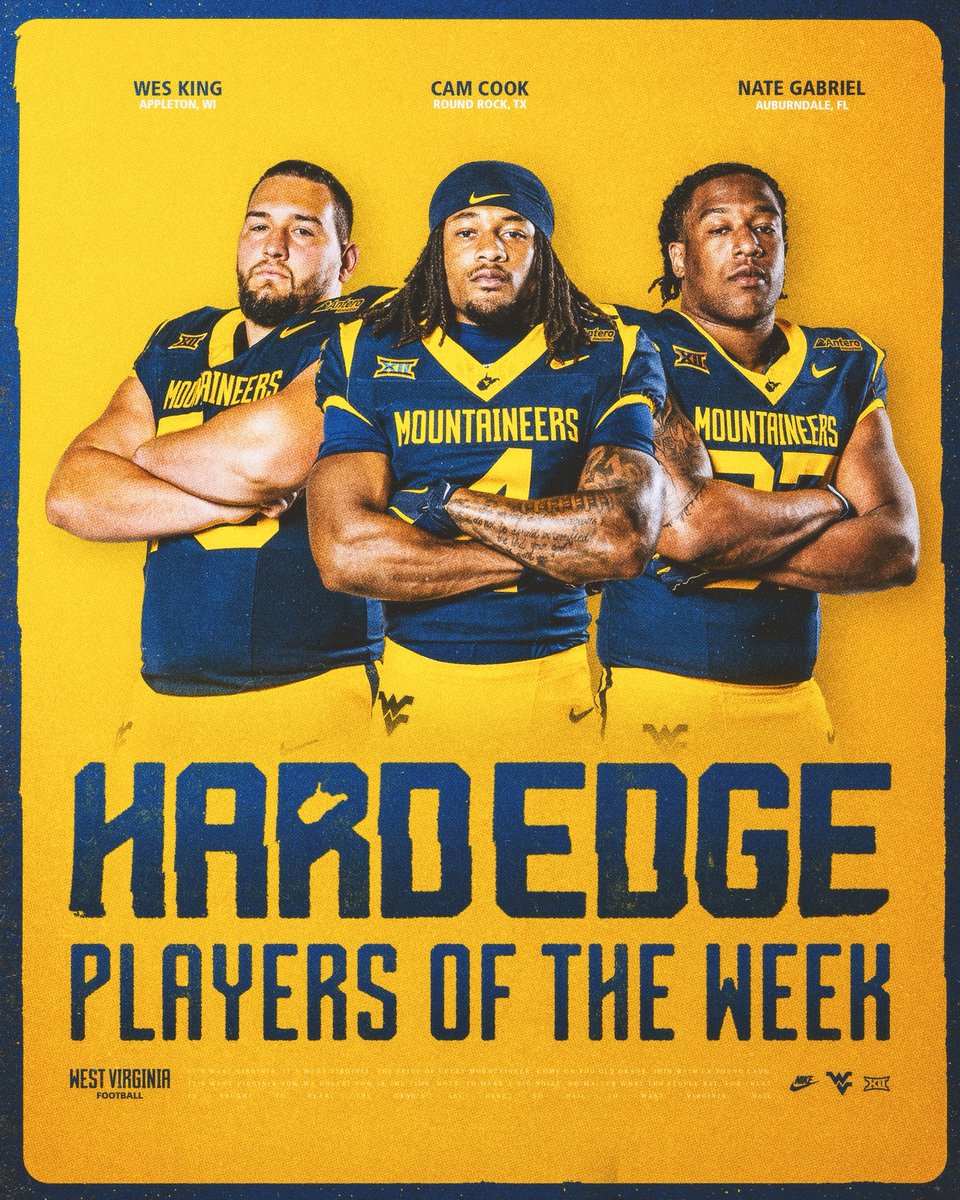 WVUfootball's tweet photo. Players of the Week ➕ Hard Edge Players of the Week https://t.co/fY9vd6cj15