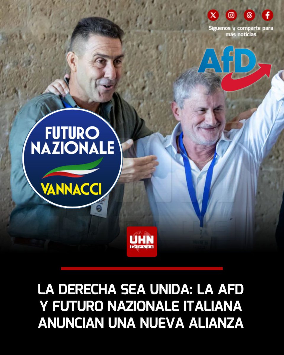 UHN_Plus's tweet photo. 🇩🇪🇮🇹‼️ | Representantes de Futuro Nazionale, liderado por Roberto Vannacci, y de Alternativa para Alemania (AfD) se reunieron en Orvieto, Italia, en un encuentro que busca estrechar la cooperación entre fuerzas nacionalistas europeas. Marc Jongen, dirigente de AfD, participó en el evento junto a Vannacci, quien defendió la colaboración entre ambos movimientos.