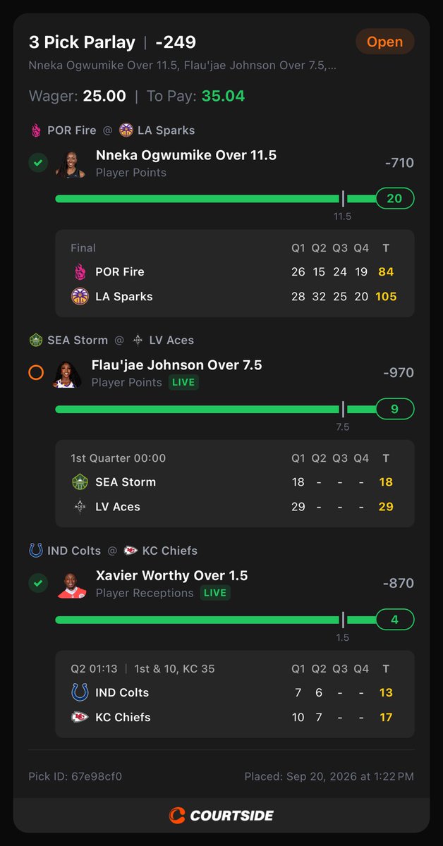 ProLineIQ's tweet photo. Cash with ease day 1 โ
#Gambling๐ #Courtside #Ladderchallenge https://t.co/6YPO92Hm0I