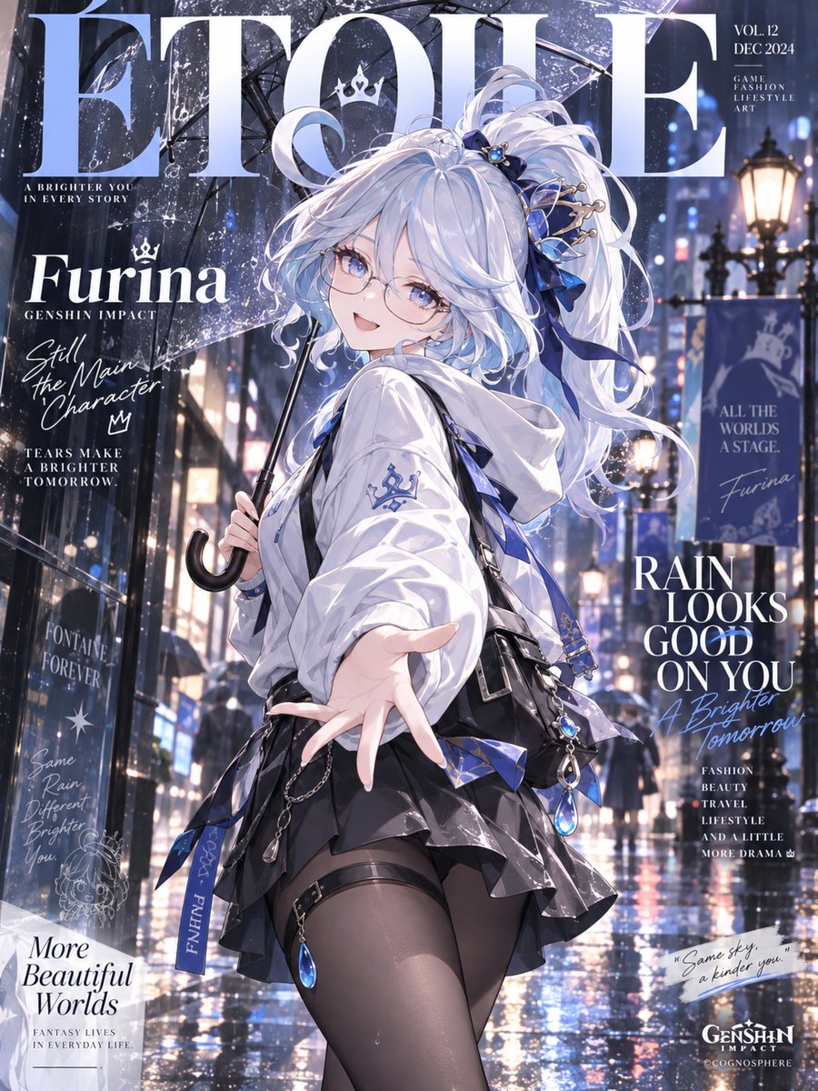 kirinclover's tweet photo. No need to be shy, Reach out your hand. It's raining you're going to get soaked. Furina Genshinimpact https://t.co/cbVrcUydBF