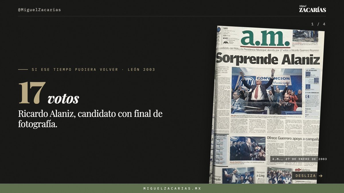 MiguelZacarias's tweet photo. En enero de 2003, Ricardo Alaniz le ganó a Vicente Guerrero la candidatura del PAN a la alcaldía de León por 17 votos: 465 contra 448. El Bronx le ganaba al oficialismo.

https://t.co/24dGlxS6Kt

#León #PAN #MiguelZacarias https://t.co/G2ykTmcYsf