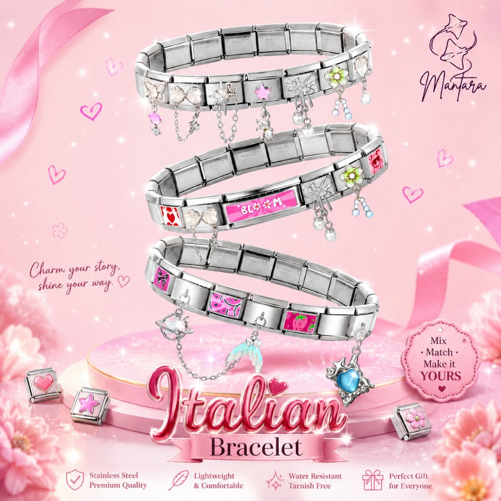 ubeIiy's tweet photo. 🎀🎐akhirnuaaaa nemu toko yang jual Italian bracelet gemess dan bisa custom charm sesuai sama selera kita! cantik banget ga sih? 😍 https://t.co/11x0Nle4y1
