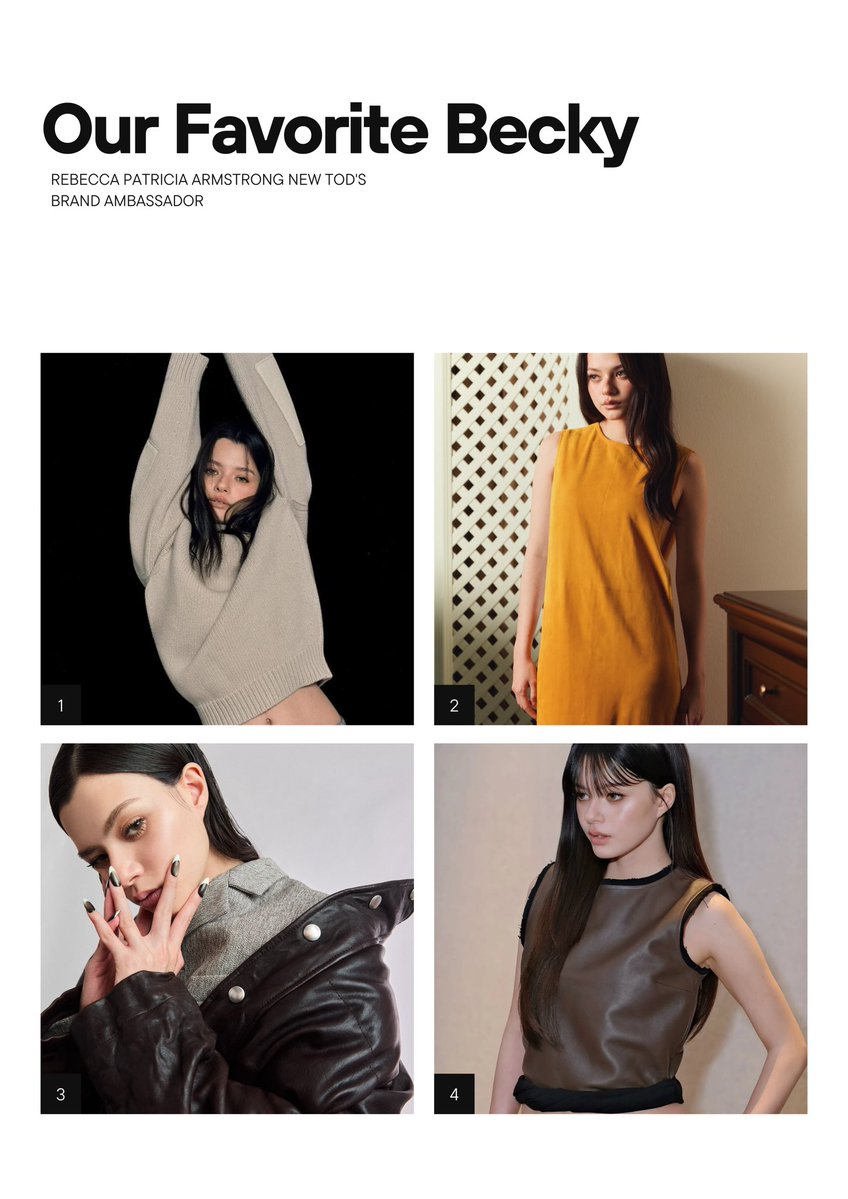 MaiiKung's tweet photo. นับถอยหลังการเข้าร่วมชมโชว์MFW ของเบคกี้ในงาน #Tods SS27 ขอพามาส่องลุคที่ผ่านมา
4ลุคนี้จะเห็นDNAของแบรนด์อย่างชัดเจน ความเรียบง่ายแต่โดดเด่นด้วยวัสดุคุณภาพกับการคัตติ้งสุดเนี้ยบและสีEarthy tonesที่สื่อถึงความหรูหราคลาสิกมีระดับ และเบคกี้ทำให้Todsดูร่วมสมัยและใส่ได้จริงในชีวิตประจำวันอย่างเป็นธรรมชาติ

#TodsxBecky
#beckysangels
#BeckyArmstrong