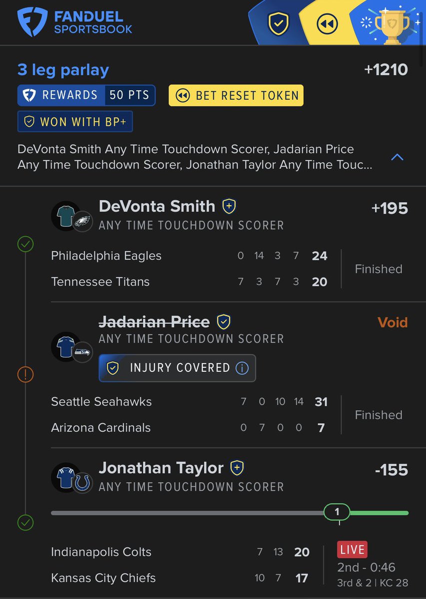 Venz_BullyBets's tweet photo. NFL Parlay WINNER✅
Sunday NFL Football CASH✅
NFL Week 2 CASH✅
THANK YOU FANDUEL BET PROTECT

Anytime TD Scorer Parlay CASH✅
- DeVonta Smith CASH✅
- Jadarian Price VOID⚠️
- Jonathan Taylor CASH✅

MNF coming TMRW‼️
Follow/Like for more wins ALL YEAR❤️ https://t.co/q73yqlrquF