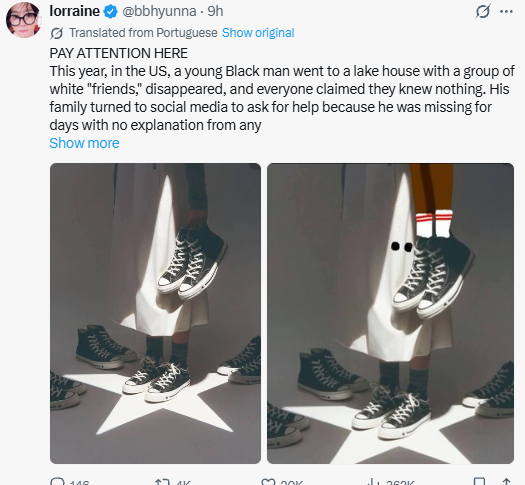 OtroParkman's tweet photo. Estos yankees ya parecen psicópatas, cortaron una foto de una publicidad para acusar a una piba de racista. https://t.co/fiwXHUZ1ie