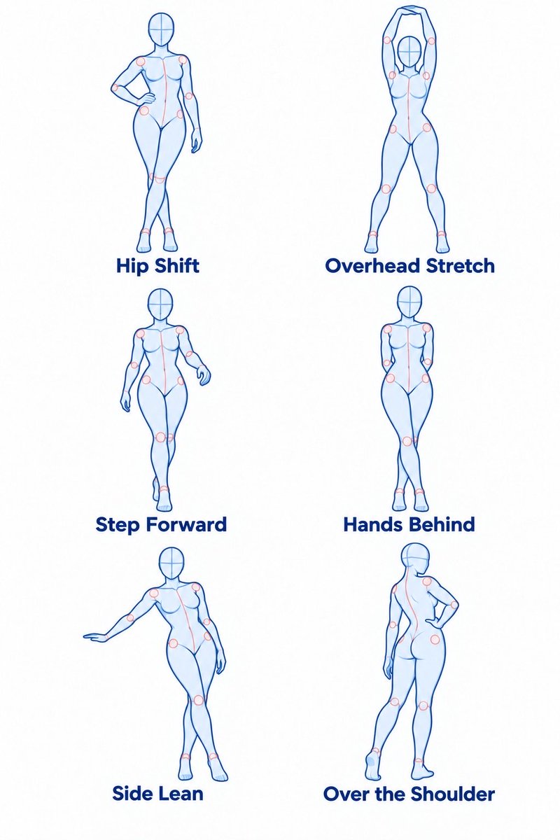 ChromaFlowx's tweet photo. six standing poses for you characters drawings https://t.co/Mqdz6pQ8pS