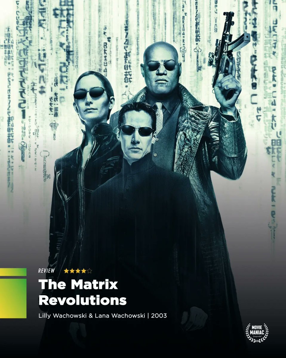 TijuanaSie8fe's tweet photo. REVIEW | The Matrix Revolutions [2003].. Director: The Wachowskis
Genre: Action / Science-Fiction
Cast: Keanu Reeves, Laurence Fishburne, Carrie-Anne Moss, Hugo Weaving, Jada Pinkett Smith. Let me know your thoughts and opinions in the comments https://t.co/MJmHtp1ZPY