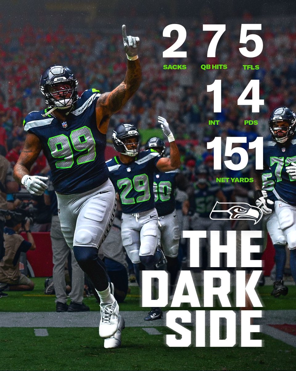 Seahawks's tweet photo. A dominant day for The Dark Side. 😈 https://t.co/D1qkbpid6v