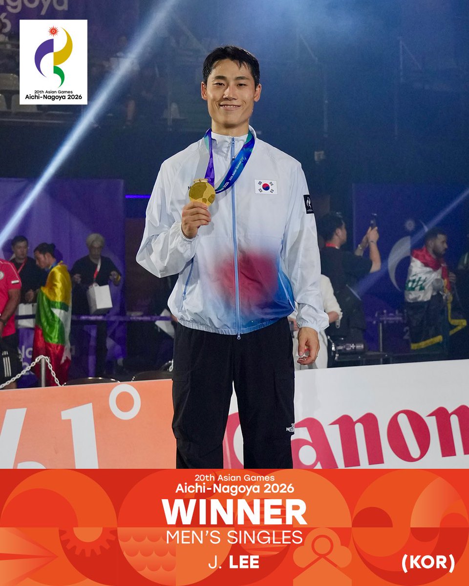 Teqball's tweet photo. 🏆 HISTORY MADE! 🥇

Congratulations to our Men’s and Women’s Singles champions! 👏🔥

They have written their names into Asian Games history as the first-ever Teqball Singles gold medalists at the Games! 🌏

#AichiNagoya2026 #20thAsianGames #ImagineOneAsia #Teqball https://t.co/NHcCEReUf8