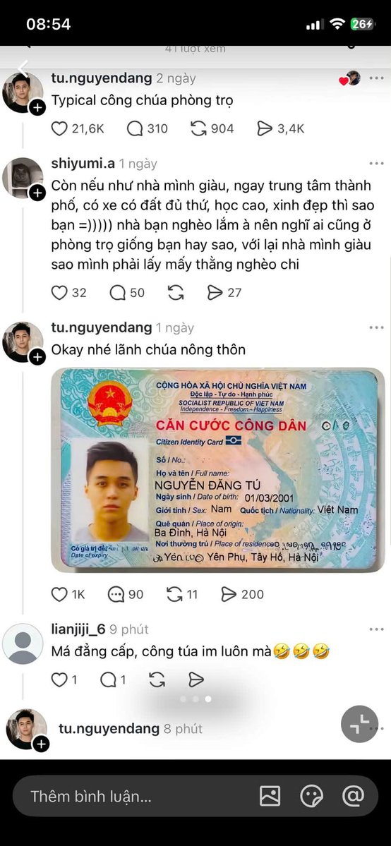 newsfeed_1996's tweet photo. Ông này ngôn từ phong phú vậy?

Nào là "Công chúa phòng trọ" "Lãnh chúa nông thôn" , con bé kia nín luôn https://t.co/zef6v1cBct