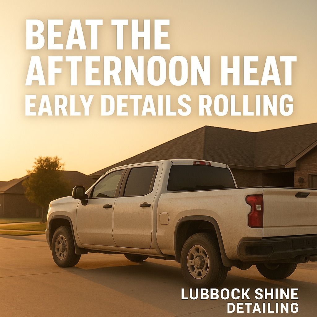 franklin880909's tweet photo. Beat the afternoon heat and West Texas dust. We’re out early across Lubbock with full interior and exterior detailing, pet hair, dust and stain removal. 100% mobile service—we come to you. Lubbock Shine Detailing. https://t.co/KhlN5jQOZO