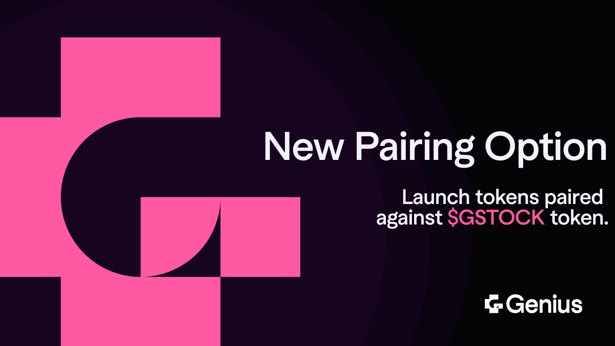 GeniusTerminal's tweet photo. From launching on https://t.co/rIU4NwhzBf to a pairing asset.

Creators can now launch tokens paired against $GSTOCK token. https://t.co/XxAny61qrV