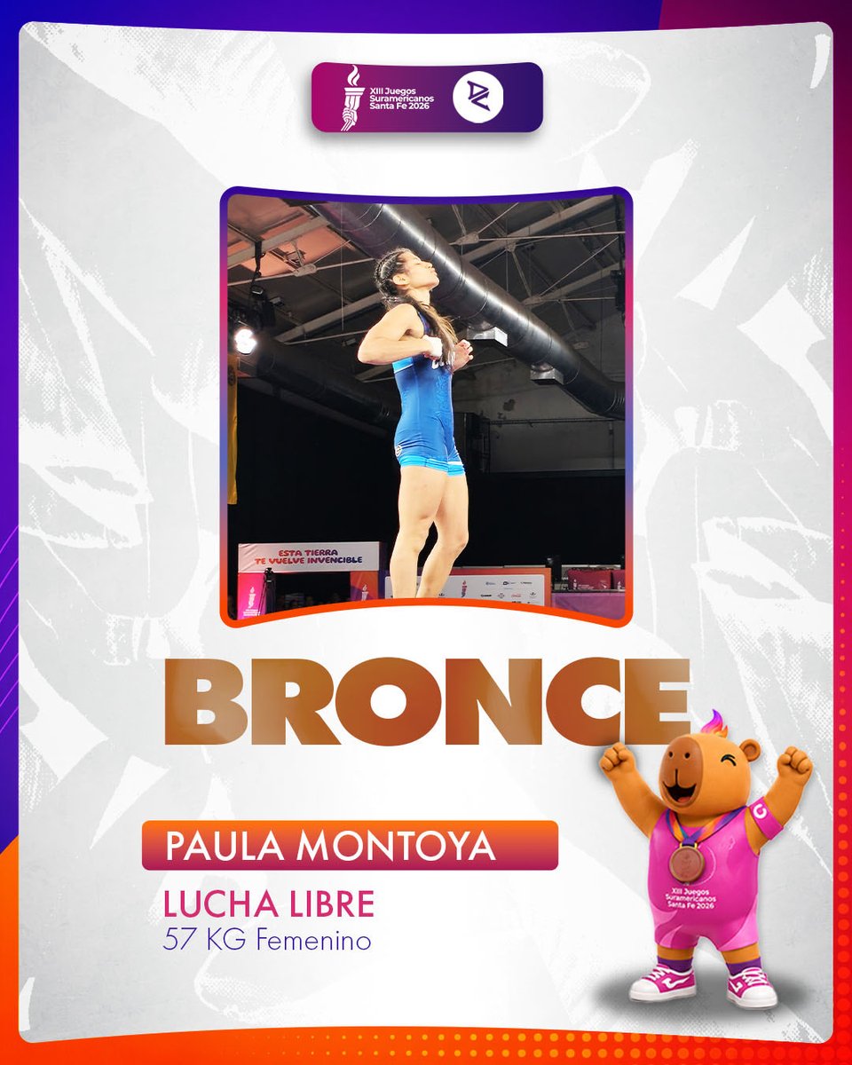 DeportColombia's tweet photo. #Lucha 🥋 | ¡UN ORO y TRES BRONCES 🇨🇴!
Tatiana Rentería tuvo una destacada actuación al llevarse la medalla de oro en los 76 kilogramos, mientras que Arbey Alarcón, Alexa Cuero, y Paula Montoya se llevaron las preseas de bronce en #Santafe2026.
¡Vamos por más 💛💛💙❤️! https://t.co/UwZmvSE2xr
