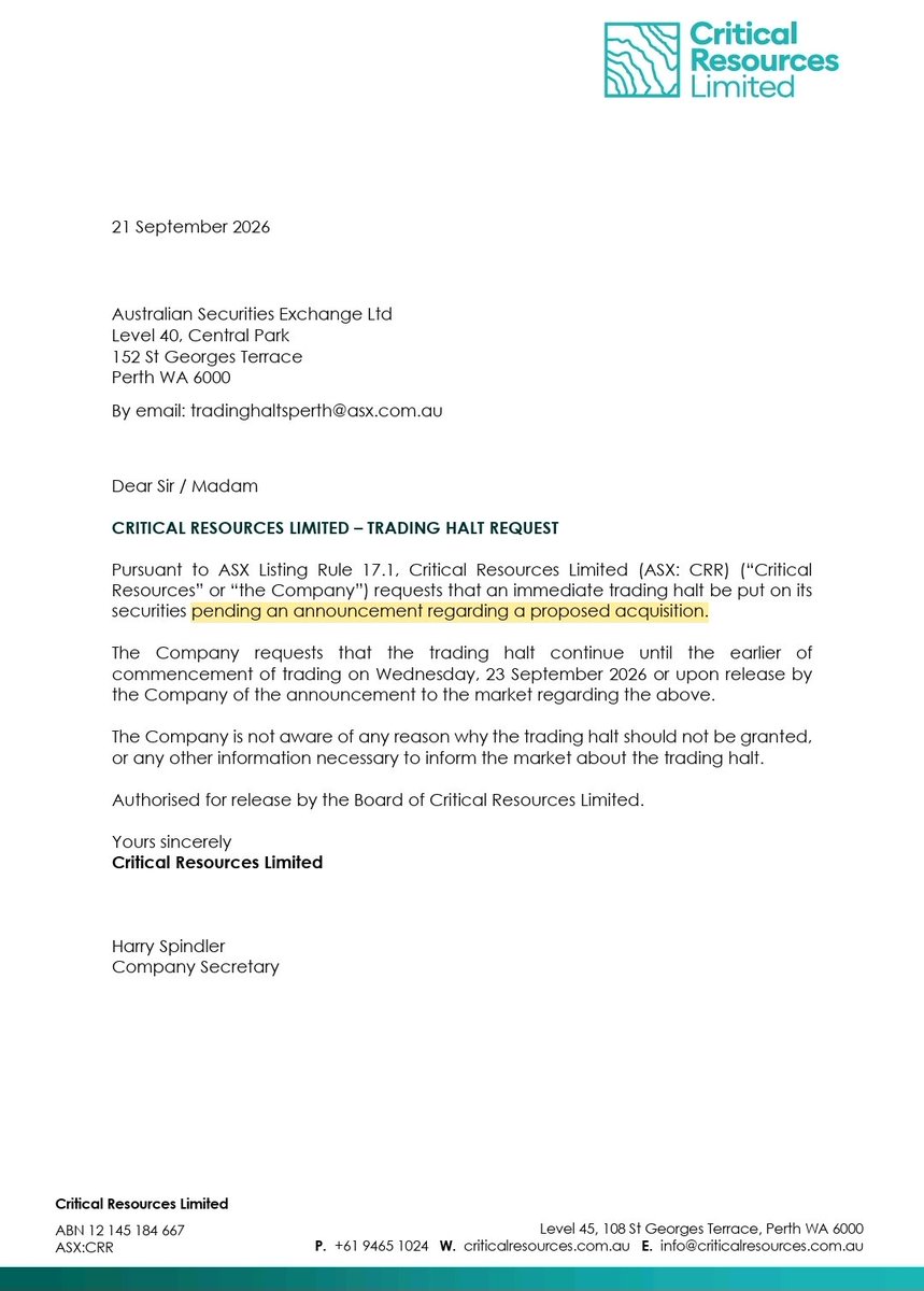 YellowStripeASX's tweet photo. $CRR #ASX TRADING HALT💥
⏩️ Pending an announcement regarding a PROPOSED ACQUISITION ⏪️
#DataCentre #CoolingTech
#SolidState #BatteryTech
#Lithium #Gold #Tungsten https://t.co/mKnBggUHpP