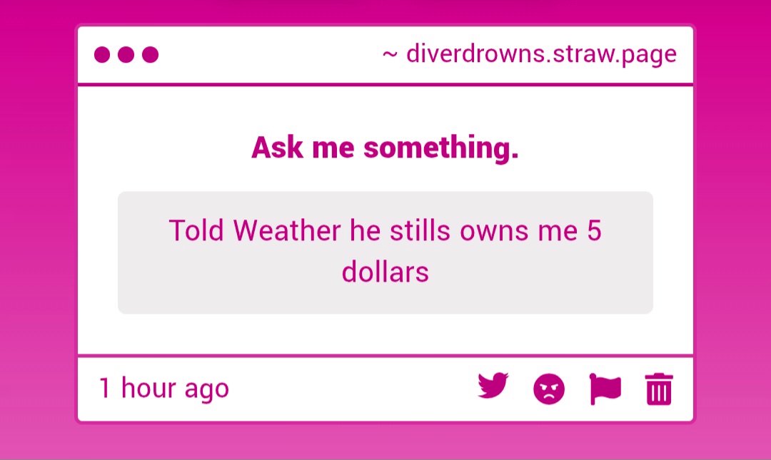 DiversDrown's tweet photo. 1.) Added to my playlist.

2.) I don't know what that is.

3.) I honestly don't know. I found out about it before I was arrested though. I don't think it was given to me, but I can't be sure.

4.) Take that up with Weather. Whatever he owes you is none of my business. https://t.co/DHY3k11EQR
