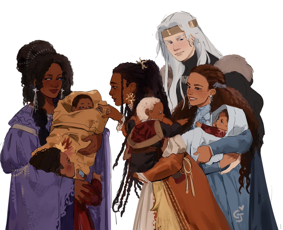 Cj_KhalifP's tweet photo. elia x ashara with rhaegar x lyanna and baby jon, rhaenys, aegon, and ashara’s baby KOFI REQUEST! <3 https://t.co/8elYDZ6j4B