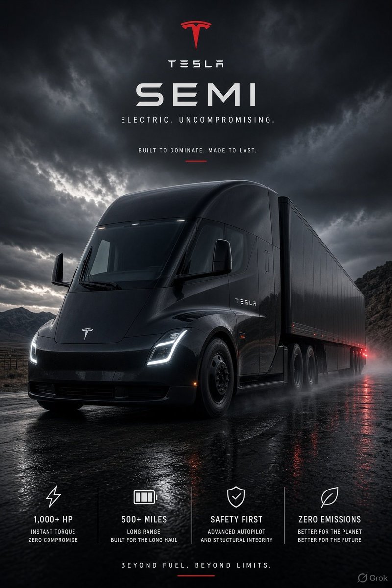 stigdata's tweet photo. Tesla Semi is 🔥!  Super gnarly! https://t.co/iNS2NROnW3