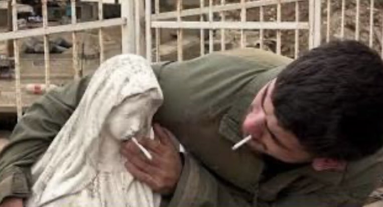 Gogo89880's tweet photo. @CUFI foto / Their desecration and shelling of Christian symbols. https://t.co/hJKhW4CbYc