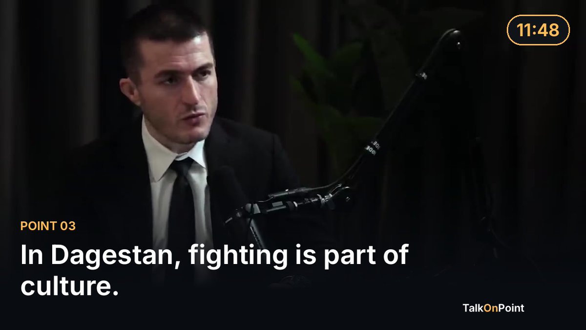 TalkOnPointApp's tweet photo. In Dagestan, fighting is part of culture.

Khabib describes wrestling and fighting as everyday traditions in Dagestan: “Everyone wrestles. Everyone fights.” He adds that “fighting is like fifty percent wrestling,” presenting combat sports as communal practices rather than distant professional spectacles.

The broader summary connects this culture to Dagestan’s mountains, diverse languages and history of invasions. Together, these conditions helped make fighting part of local identity and survival—not merely an individual career choice.

That cultural foundation may help explain how wrestling and combat knowledge pass through communities and generations. But culture alone does not guarantee elite success. The wider system also depends on coaching, repeated competition, hard work and mentorship.

Khabib’s point is therefore not that hardship or tradition automatically creates champions. It is that when a community treats fighting as familiar and meaningful, participation and knowledge have a stronger foundation.

Can infrastructure alone reproduce a sports culture rooted in community and identity?

https://t.co/sKBHlTPrY1

#LexFridman #KhabibNurmagomedov #Dagestan