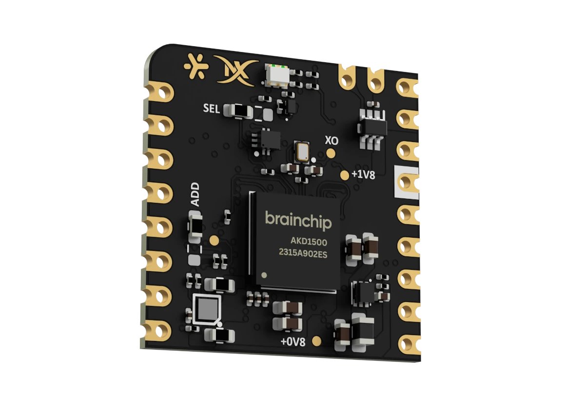cnxsoft's tweet photo. The ultra-low-power @BrainChip_inc AKD1500 Edge AI accelerator is now available in various form factors.
https://t.co/liEhuaVB6V

A $99 BrainBoard 1500 SPI module based on the Arduino Nicla form factor, a $129 M.2 PCIe/SPI M.2 development card, and a $149 PCIe x1 development card. Power consumption is about 250 mW typical at 400 MHz (800 GOPS of AI inference).

The two development cards work with Linux hosts, including the Raspberry Pi 5, while the BrainBoard 1500 module is supported by the Arduino IDE.