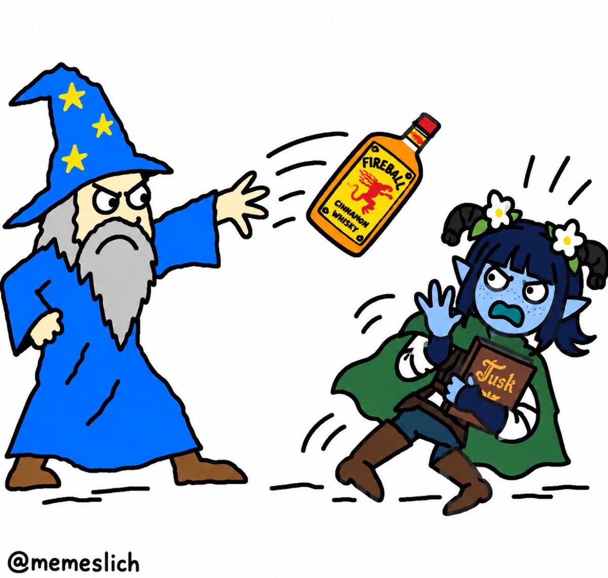 memeslich's tweet photo. the wizard cast fireball 🔥 https://t.co/7Jck8L41fJ