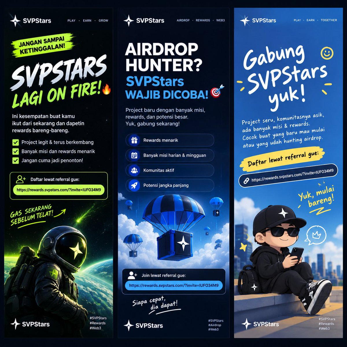 bocahkuen's tweet photo. 🔥 Lagi coba SVPStars!
Kalau mau ikut juga, bisa daftar lewat referral gue 👇
🎁 Join: https://t.co/GiCWC4ZAT0
Lumayan buat mulai kumpulin rewards dari awal. 🚀
#SVPStars #Rewards #Web3 https://t.co/GuLZCNheMv