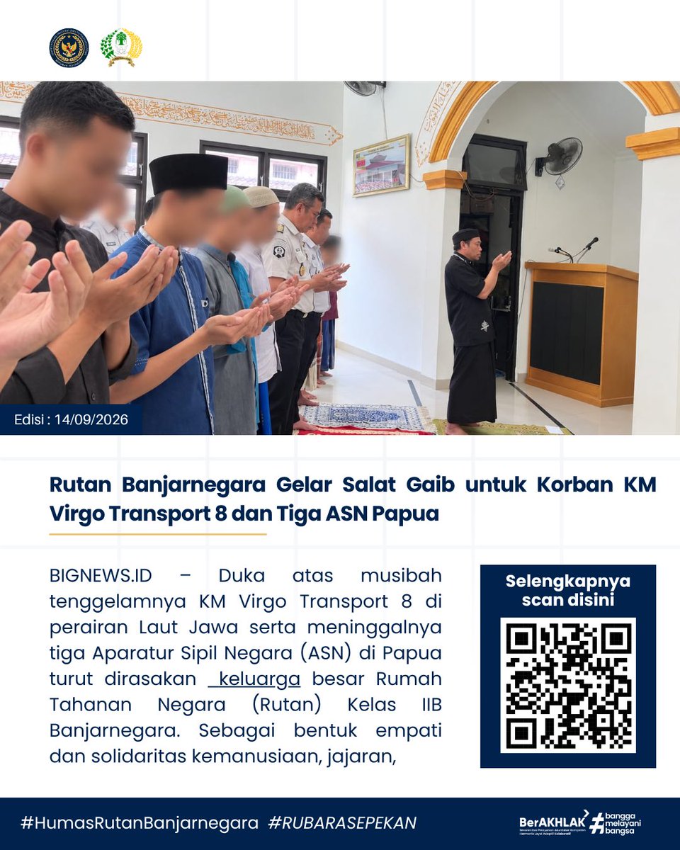 RUTAN_BNA's tweet photo. Setiap pekan, selalu ada langkah kecil menuju perubahan besar.
Melalui Buletin Rubara Sepekan, kami hadirkan rangkuman kegiatan Rutan Banjarnegara mulai dari pembinaan, layanan publik, hingga partisipasi budaya. Semua wujud komitmen untuk melayani sepenuh hati ❤️ https://t.co/oVqwm8NETC